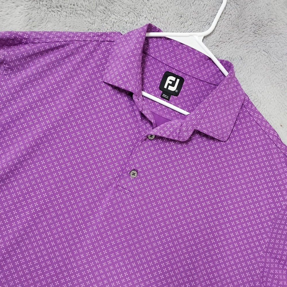 FootJoy Polo Shirt Men XL Short Sleeve Golf Performance Geometric Purple Stretch